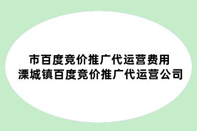 市百度竞价推广代运营费用 溧城镇百度竞价推广代运营公司